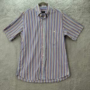 Paul & Shark Men's Size 40 100% Cotton Short Sleeve Shirt Vertical Color Stripes